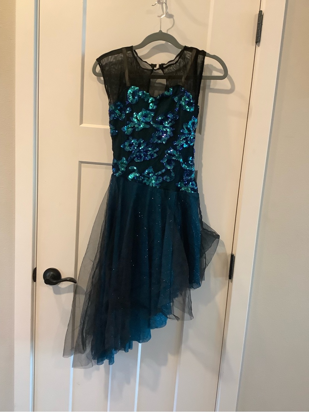 Revolution Teal and Black Sequin Dance Costume Dress